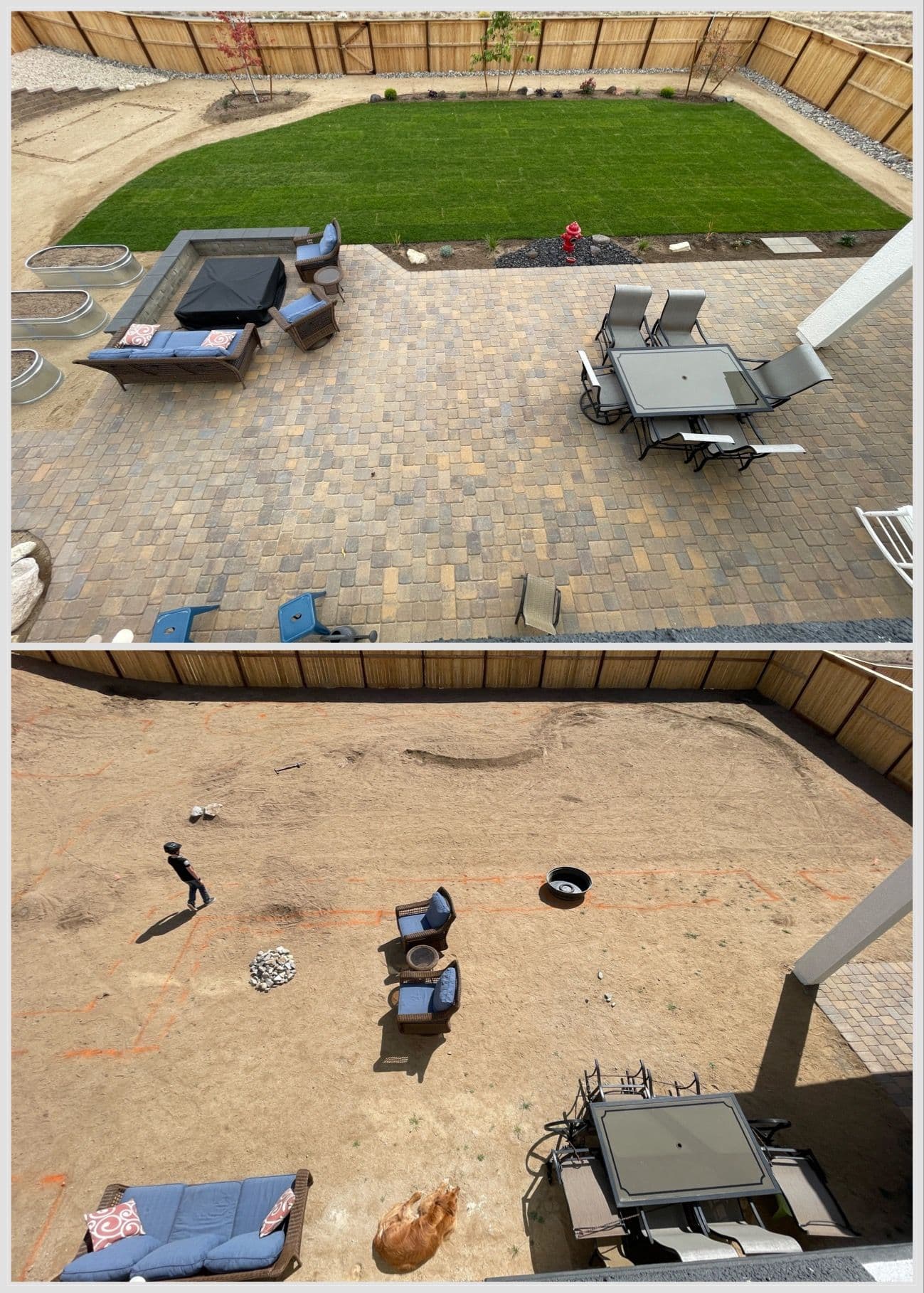 Backyard Transformation with Paver Patio and Lush Sod