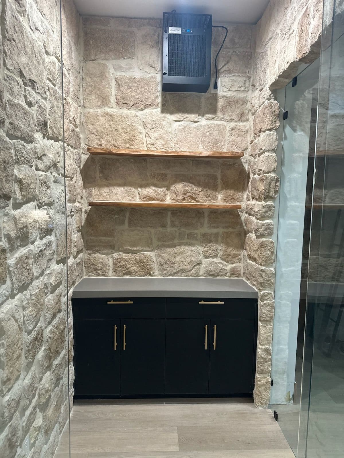 Rustic Wine Cellar Featuring Exquisite Stone Walls image